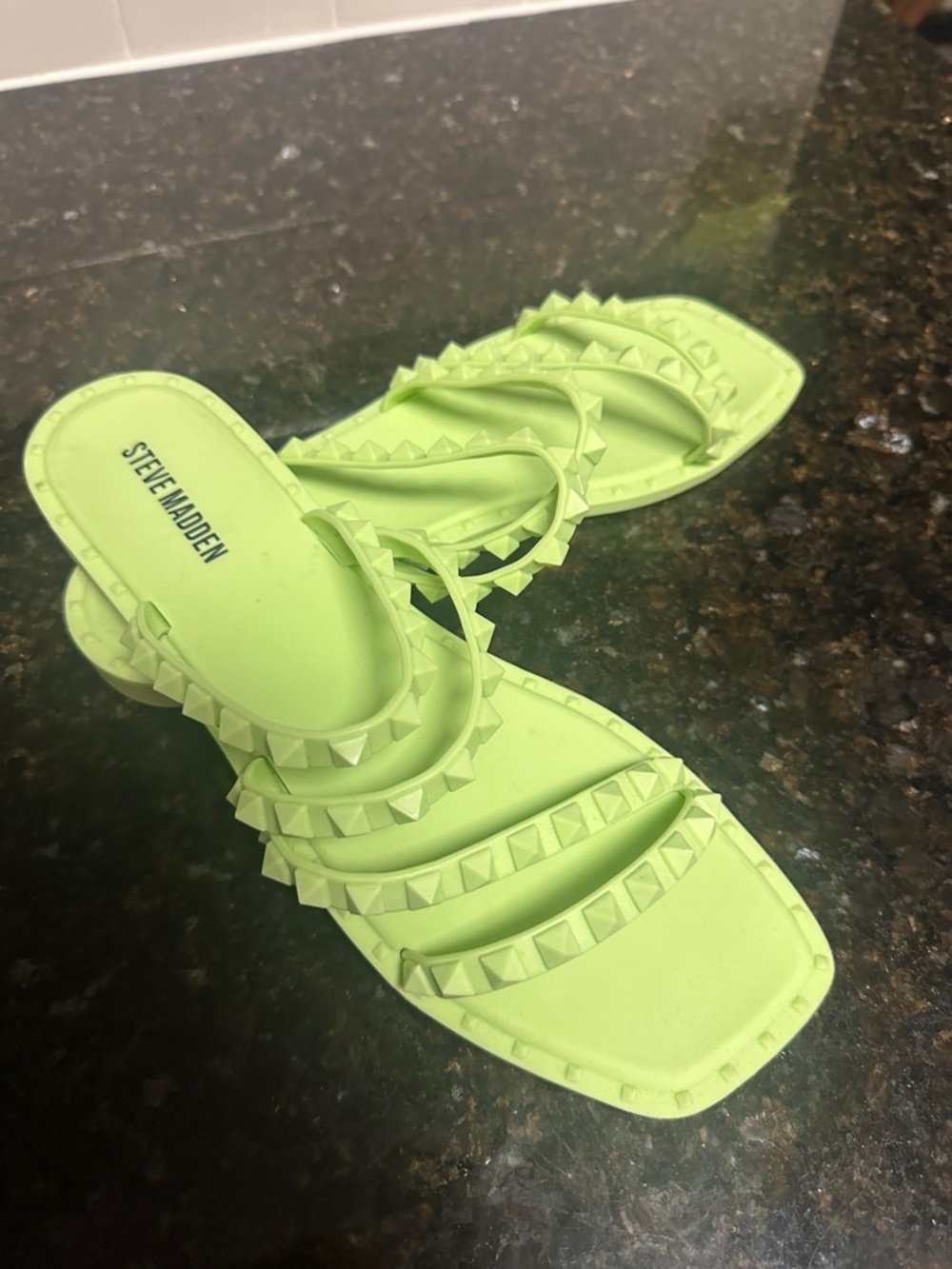 Steve Madden Lime Studded Slide Sandals